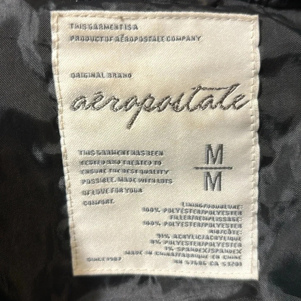 Aeropostale Black Puffer Y2K Full Zip Jacket size M - Picture 10 of 15